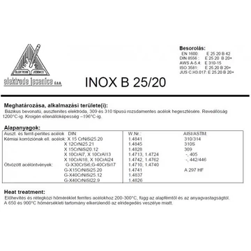 Elektróda INOX B 25/20 3.25 mm 4.5kg