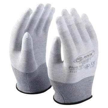 Karbonszálas poliészter ESD kesztyű PU ujjvégmártással