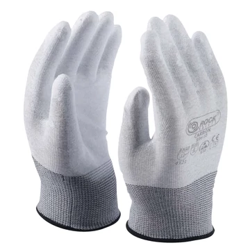 Karbonszálas poliészter ESD kesztyű PU tenyérmártással