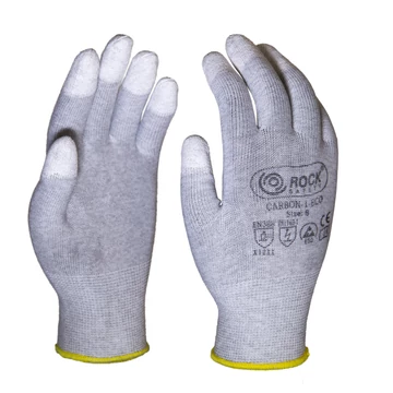 Karbonszálas poliészter ESD kesztyű PU ujjvégmártással, gazdaságos változat