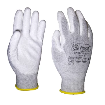 Karbonszálas poliészter ESD kesztyű PU tenyérmártással, gazdaságos változat