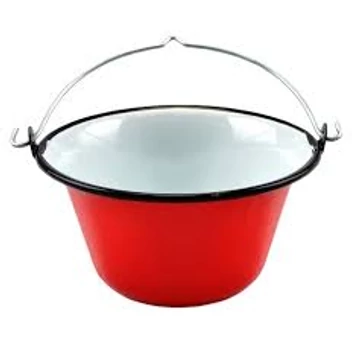 Zománcozott tálaló bogrács, piros