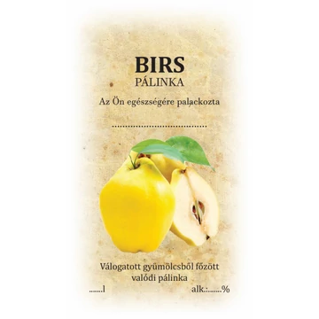 Birs pálinka címke/matrica házi pálinka címkézéséhez ideális választás