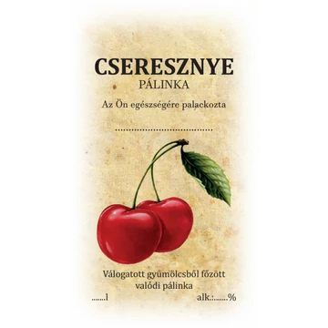Cseresznye pálinka címke/matrica házi pálinka címkézéséhez ideális választás
