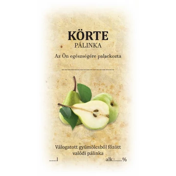 Körte pálinka címke/matrica házi pálinka címkézéséhez ideális választás