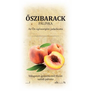 Őszibarack pálinka címke/matrica házi pálinka címkézéséhez ideális választás
