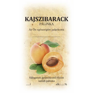 Kajszibarack pálinka címke/matrica házi pálinka címkézéséhez ideális választás