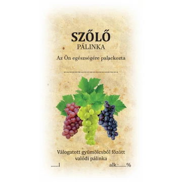 Szőlő pálinka címke/matrica házi pálinka címkézéséhez ideális választás