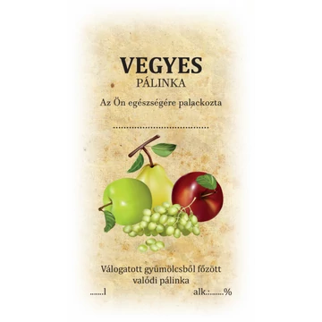 Vegyes pálinka címke/matrica házi pálinka címkézéséhez ideális választás