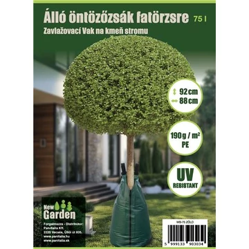 75 literes, zöld öntözőzsák fához, bokrokhoz