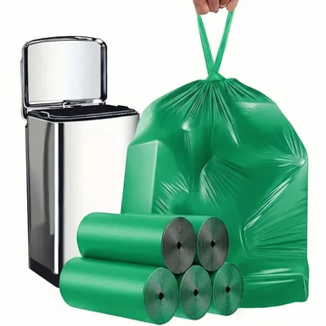 Behúzószálas Háztartási szemeteszsák 80L zöld