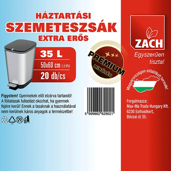 Háztartási szemeteszsák 35L
