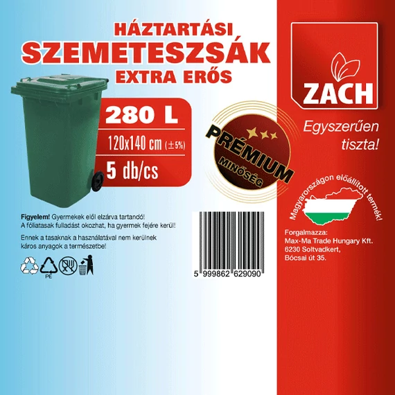 Háztartási szemeteszsák 280L