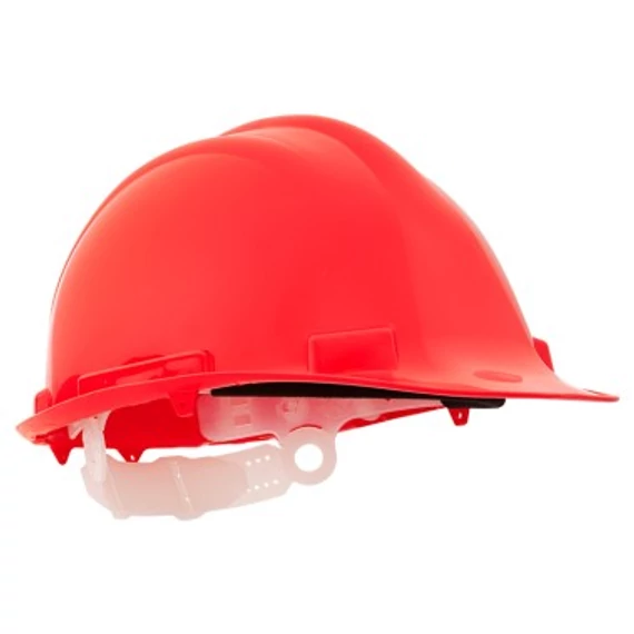 PP sisak, piros, 6-pontos rögzítővel,homlokpánttal