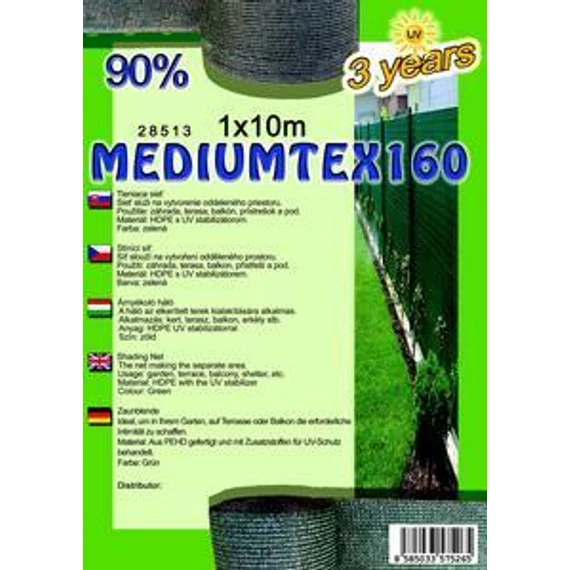 Árnyékoló háló Mediumtex 2x10m zöld 90% 28545