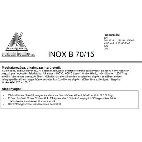 Elektróda INOX B 70/15 3.25 mm