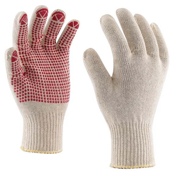 IMPALA-DOT pontozott cérnakesztyű 100% pamutból, PVC csúszásgátló tenyérrel. 