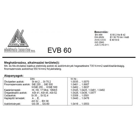 Elektróda bázikus EVB 60 5.0 mm 5.4kg