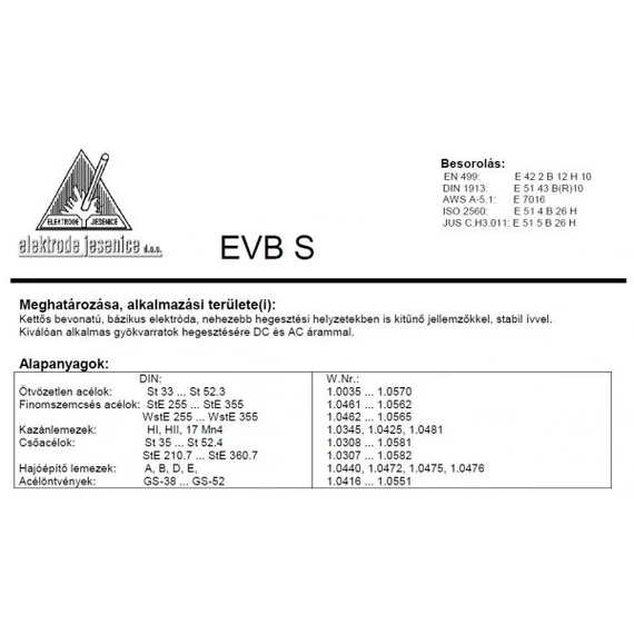 Elektróda bázikus EVB S 2.00 mm 3.4kg