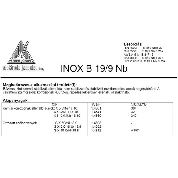 Elektróda INOX B 19/9 NB 4.00 mm 4.5kg