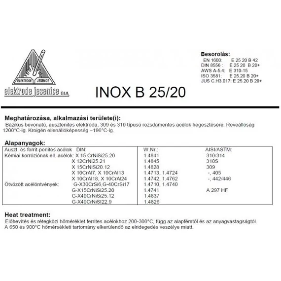Elektróda INOX B 25/20 3.25 mm 4.5kg