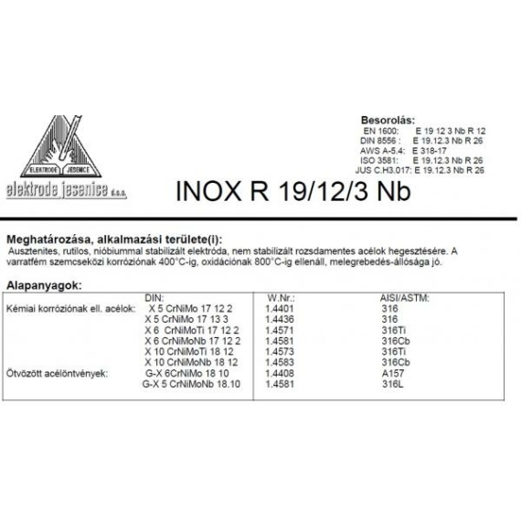 Elektróda INOX R 19/12/3 NB 3.25 mm