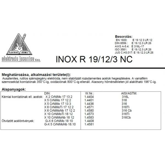 Elektróda INOX R 19/12/3 NC 3.25 mm