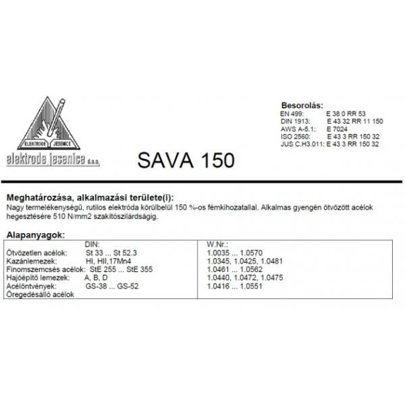 Elektroda SAVA 150 3.25 mm
