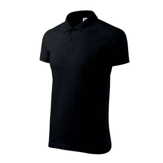 Galléros póló, fekete, 180 gr/m2