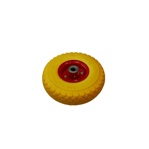 Kerék PU Tömör 3.00-4 fémfelni + golyós csapágy Sárga