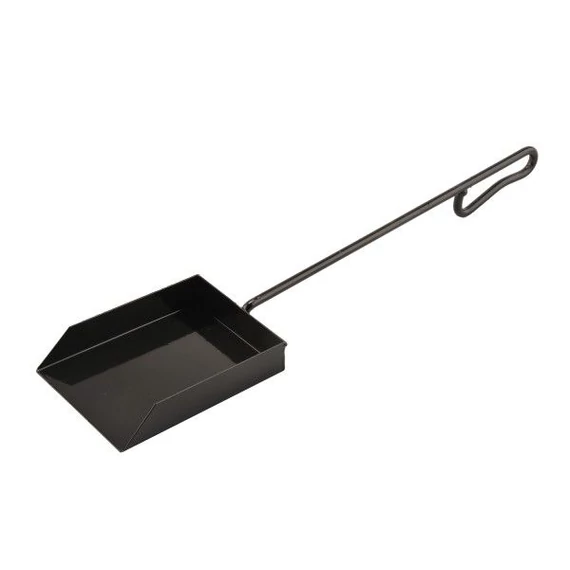Kazánlapát fémnyéllel, szinterezett fekete kivitelben. 36 cm nyél, 11,5x16 cm fej, hőálló, tartós és praktikus eszköz kazánok, kályhák karbantartásához.