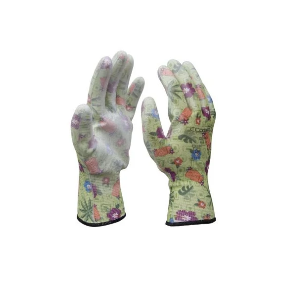 Kesztyű Kertész GU+FP színes mintás PU tm. 8-as