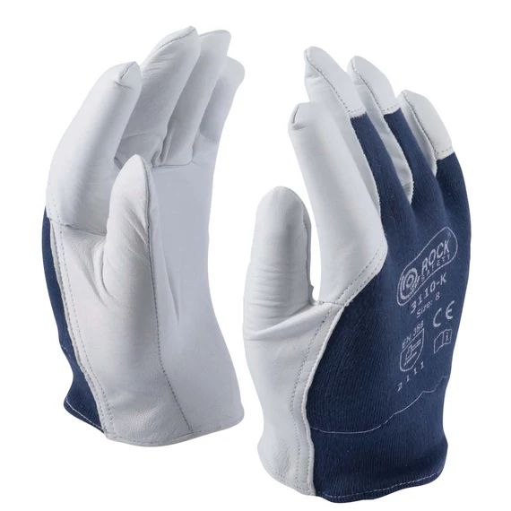 Kecske színbőr kesztyű, kék pamut kézháttal