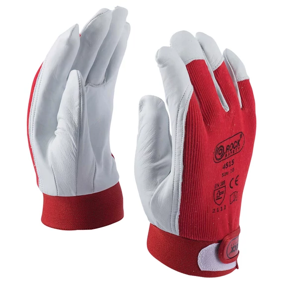 Törtfehér kecske színbőr kesztyű vöröskézháttal