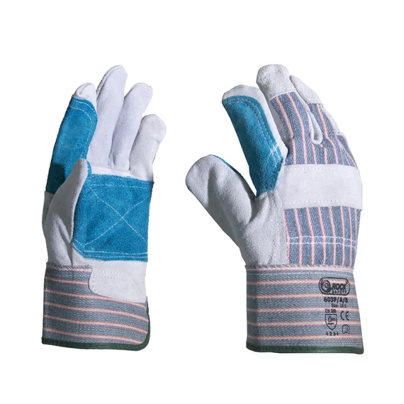 Marha hasíték tenyerű kesztyű, türkiztenyérfolttal, "B" vastagság