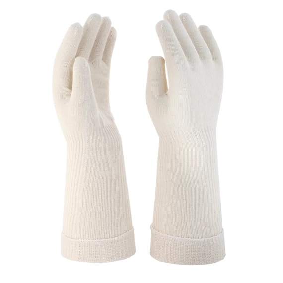 IMPALA-LO hosszú mandzsettás cérnakesztyű 100% pamutból, kétszálas kötésű, törtfehér színben.