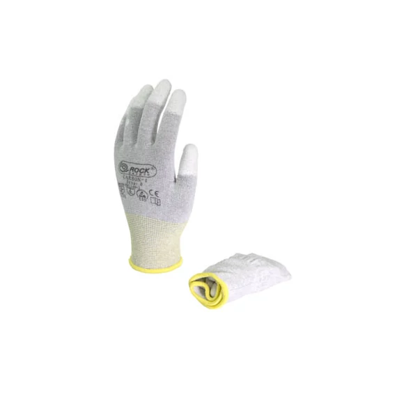 Karbonszálas poliészter ESD kesztyű PU ujjvégmártással