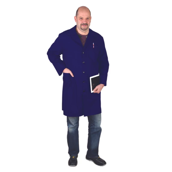 Férfi köpeny, kék,  hosszú ujjú