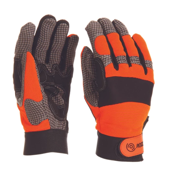 Mechanikai kesztyű, narancssárga, tenyérfolttal