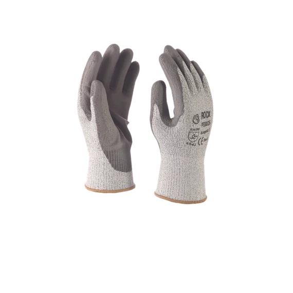 Vágásbiztos kesztyű, szürke, PU mártással