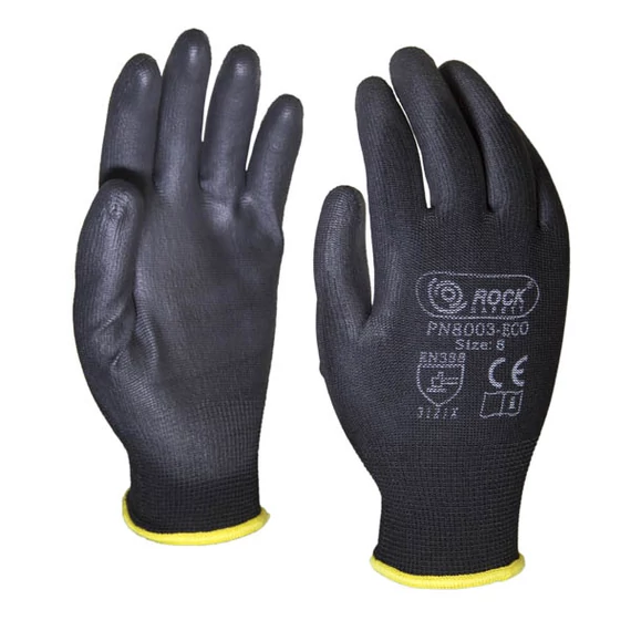 Poliészter szerelőkesztyű PU tenyérmártással, gazdaságos változat