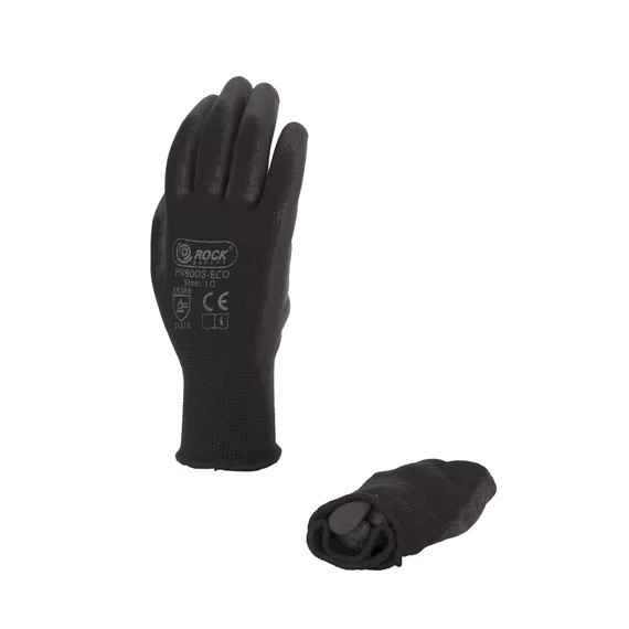 Poliészter szerelőkesztyű PU tenyérmártással, gazdaságos változat