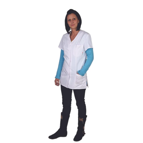 Női köpeny, fehér,  rövid ujjú