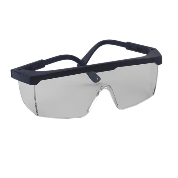 Víztiszta látogatószemüveg fekete kerettel,oldalvédővel