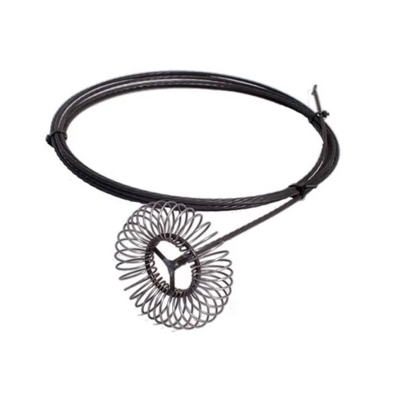 Füstcső kefe 5 m-es rugós acél szárral – rugalmas kandalló kefe hosszabb füstcsövek tisztításához, erős acél szár és hőálló sörték a biztonságos használathoz.