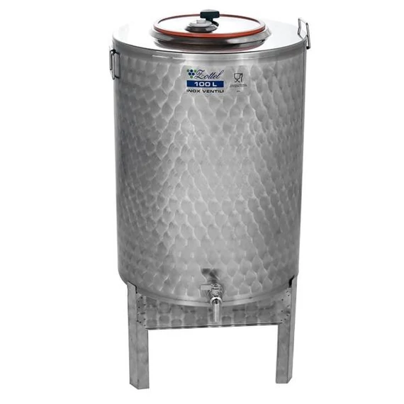 Inox olajtartály 50L kotyogóelőkészítéssel, lábbal Zottel