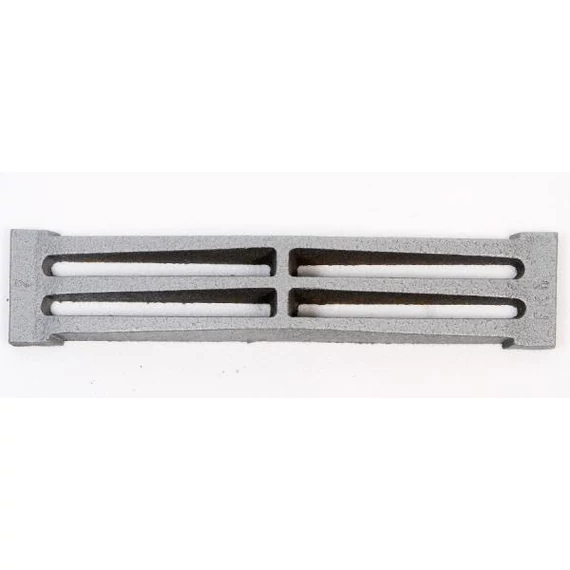 FK-6 kazánrostély 340x75x30 mm, hőálló öntvény. Hatékony égés, sík kialakítás, kompatibilis vegyestüzelésű kazánokkal, gyors és egyszerű csere.