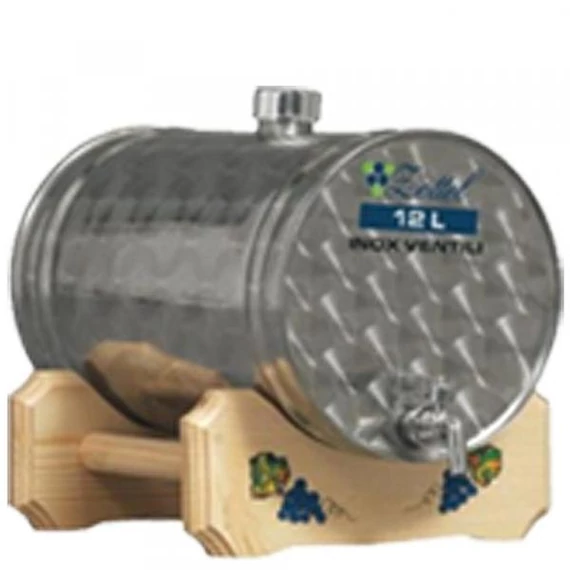 Tartály fekvő 16L fa állványon, rozsdamentes csappal Zottel