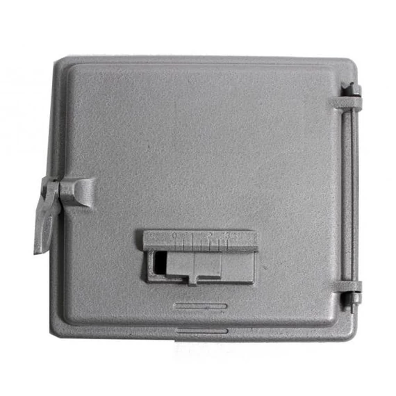 FK-140H huzatszabályzós tűztérajtó 310x310 mm méretben. Tartós öntvény, precíz levegőszabályzás, ideális vegyestüzelésű kazánhoz és kályhához.