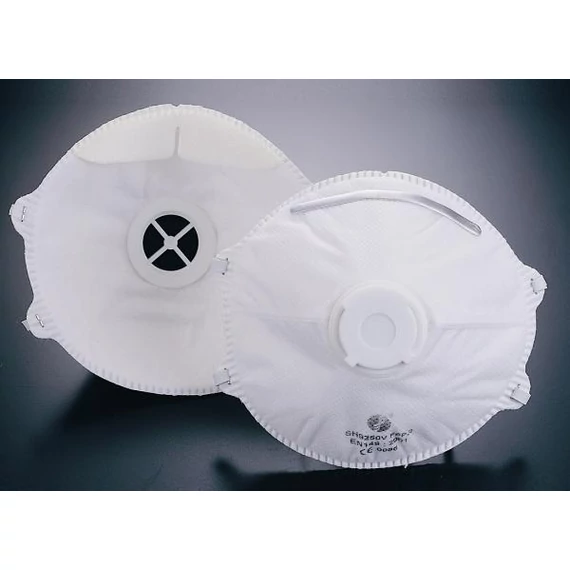 FFP2NRD szelepes szájmaszk CE minősítéssel, 10 db-os kiszerelésben. Hatékony légzésvédelem por, füst és aeroszol ellen, kényelmes kilégzőszeleppel.